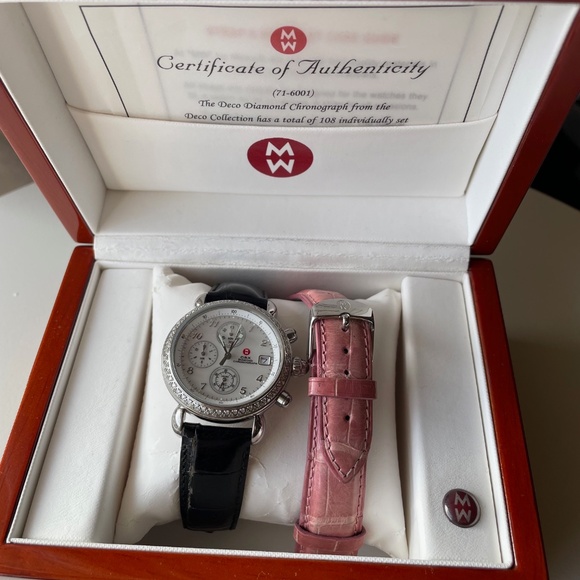 MICHELE Vintage Diamond CSX Chronograph Watch w/Original Wooden Box - Picture 12 of 14